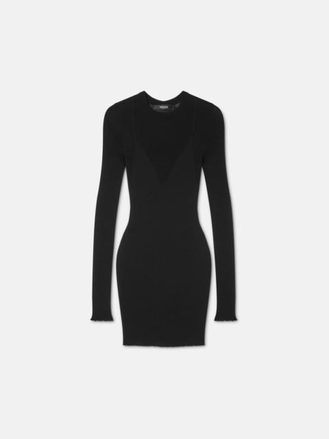 VERSACE Merino Wool Fitted Knit Mini Dress