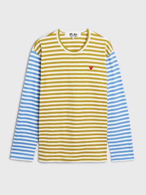 Comme Des Garçons COMME DES GARÇONS PLAY MINI HEART LS T-SHIRT STRIPE OLIVE / BLUE