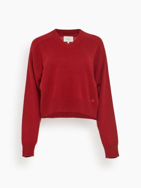 Loulou de Saison Anzor V-Neck Boxy Sweater in Burgundy