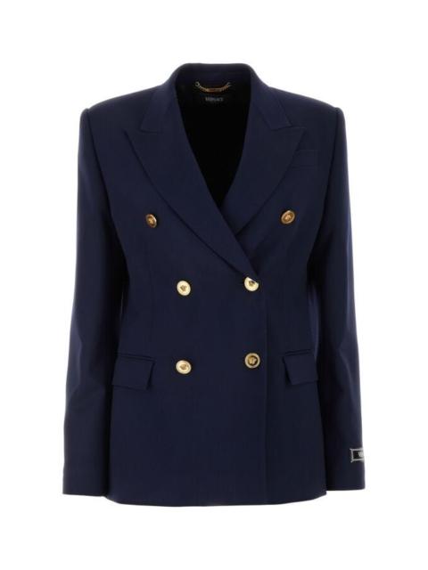 VERSACE Versace Women Blue Stretch Wool Blazer