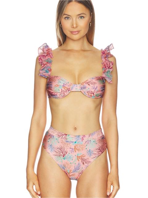 PatBO Seaweed Flutter Bikini Top