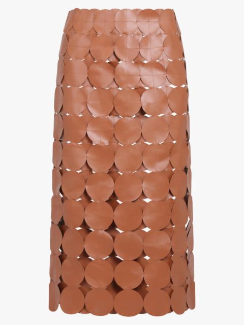 A.W.A.K.E. MODE MULTI CIRCLE LEATHER MIDI SKIRT | BRICK BROWN