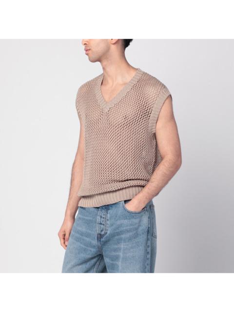 Tagliatore - Tagliatore Perforated dove grey cotton waistcoat