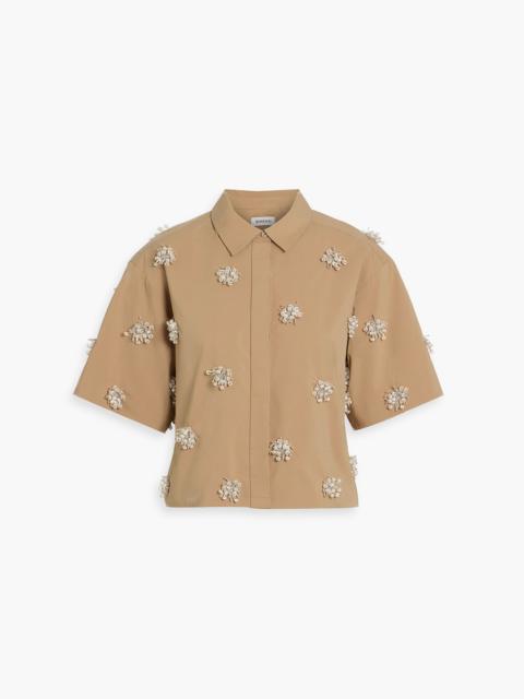 SIMKHAI Cosmo cropped embellished cotton-blend poplin shirt