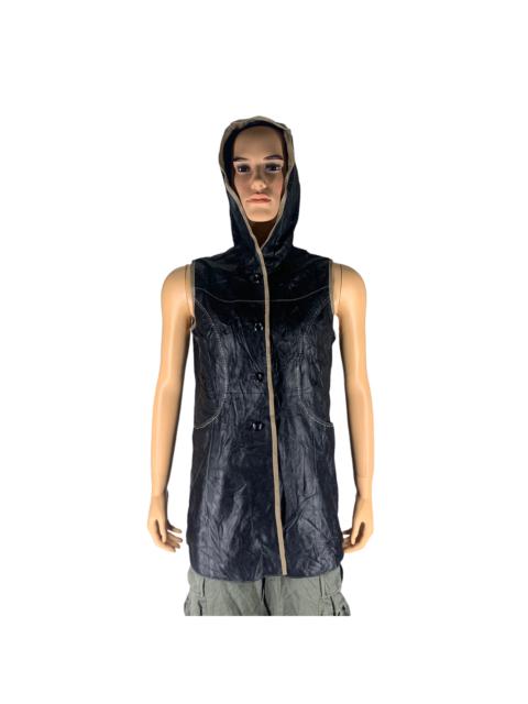 Balmain Balmain Paris Leather Hooded Long Vest #3542-47