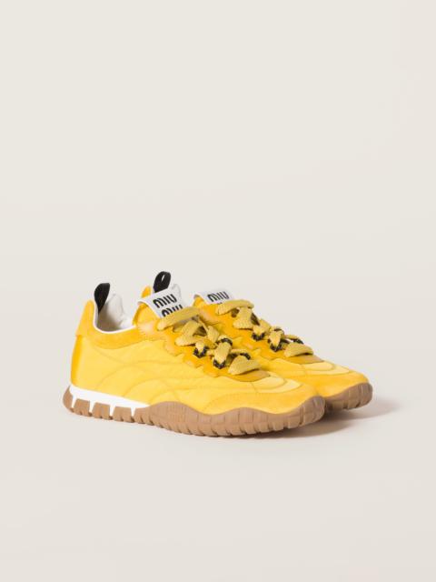 Tyre technical fabric and suede sneakers
