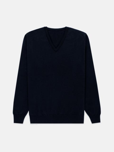 J. PRESS MADE-IN-SCOTLAND NAVY CASHMERE V-NECK SWEATER - CLASSIC FIT