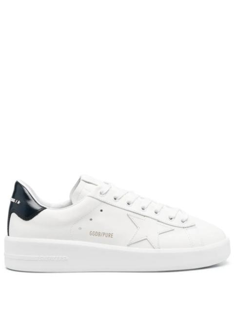 Golden Goose Golden Goose Men Purestar Leather Sneakers With White Leather Star And Black Shiny Leather Heel