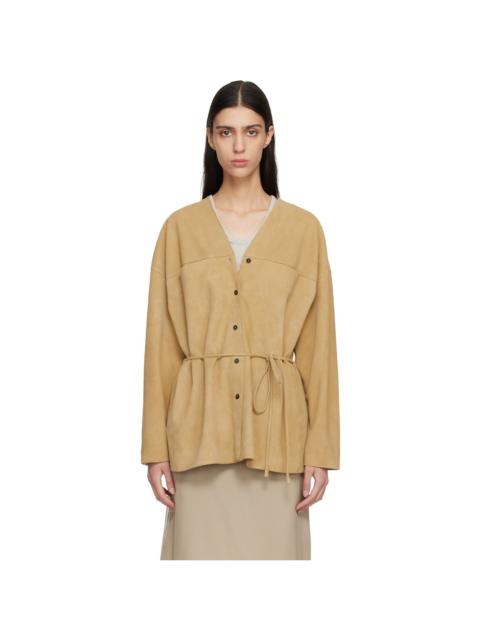 LE17SEPTEMBRE Tan Collarless Suede Jacket