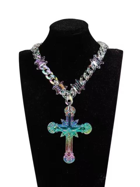 Other Designers Jewelry - 🔥 Luxe Acrylic Cross Necklace | Clear Crystal Design