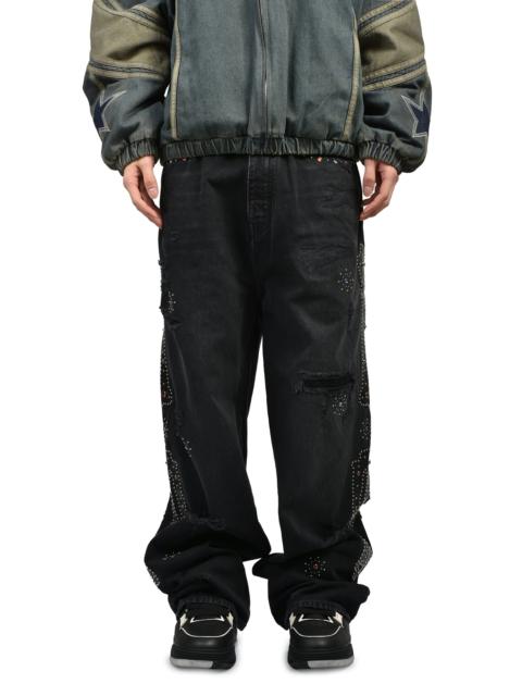 AMIRI BONES STUDDED BAGGY JEAN / VINTAGE BLK