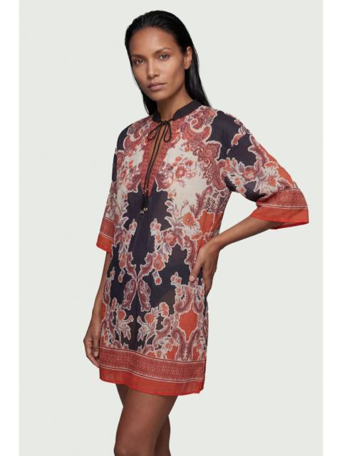 KAREN MILLEN Scarf Mirrored Print Cotton Voile Kimono Beach Mini Dress