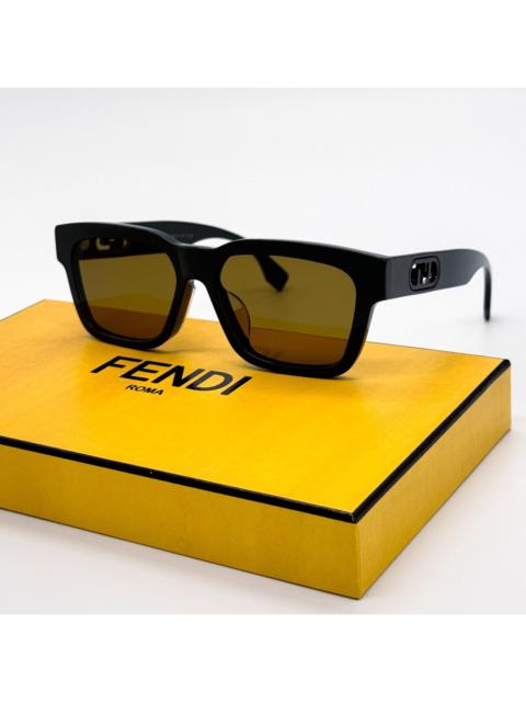 FENDI NEW FENDI FE40107F 20J SQUARE BLACK BROWN UNISEX SUNGLASSES