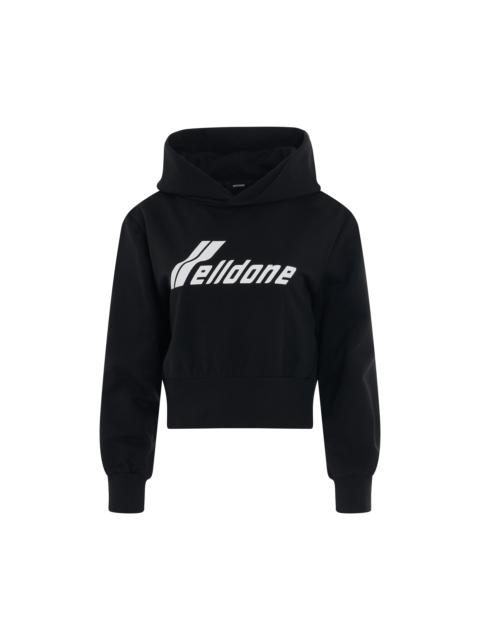 We11done Lettering Symbol Crop Hoodie in Black
