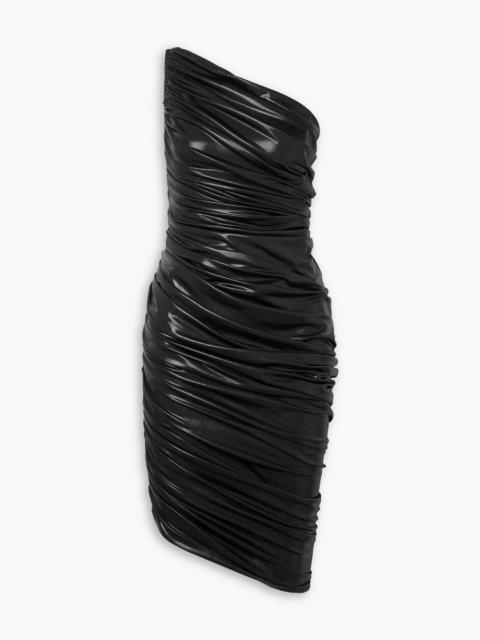 NORMA KAMALI Diana one-shoulder ruched stretch-lamé dress