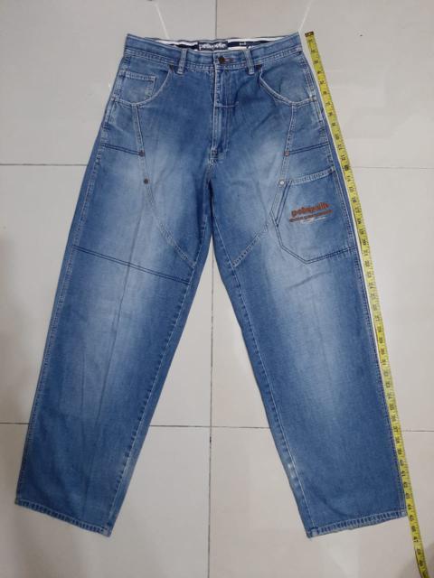 Other Designers Vintage - 90s Pelle Pelle denim cargo pocket hip hop Leather patch