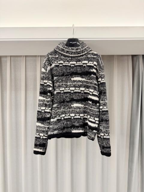 SAINT LAURENT Saint Laurent Black and White Wide Neck Turtleneck 