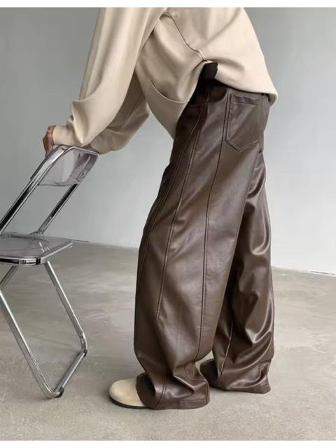 Other Designers Jean - Aoyama x ishi Faux Leather Brown Flare Pants