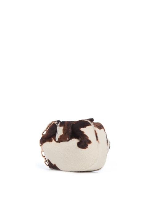 GABRIELA HEARST Soft Demi Clutch with Chain in Ivory Cognac Multi Pony Hair