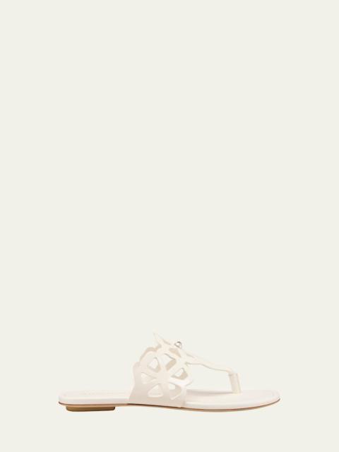 Stuart Weitzman Jasmine Patent Cutout Thong Sandals