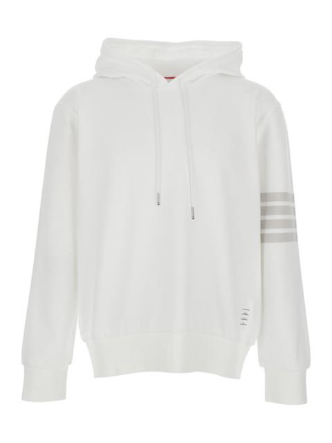 Thom Browne Thom Browne Men Hooded Sweatshirt With Drawstring And 4Bar Logo On The Sleeve In White Cotton For Me