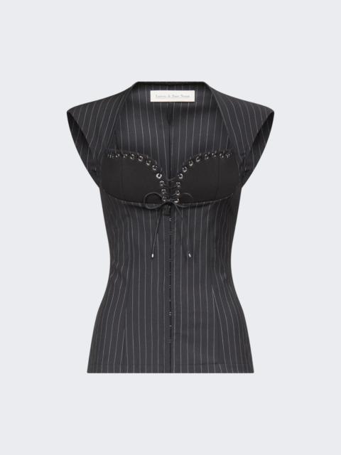 LUDOVIC DE SAINT SERNIN Robin Pinstripe Top Black