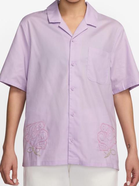 Jordan Jordan Rose Embroidered Cotton Camp Shirt in Doll at Nordstrom