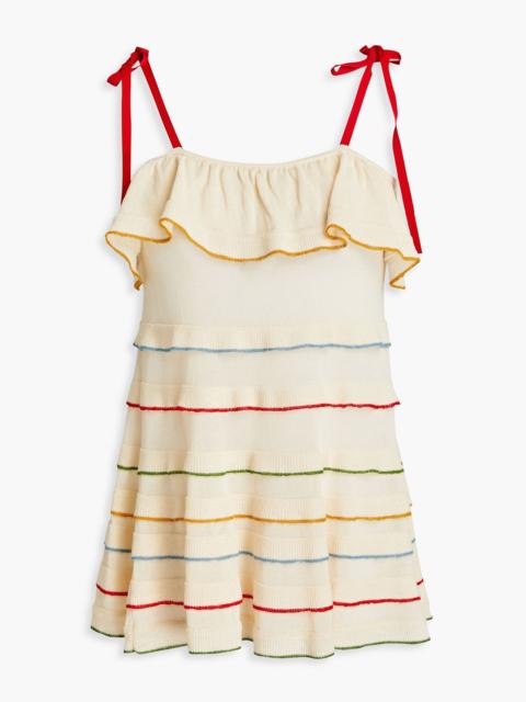 REDValentino Cold-shoulder striped cotton top
