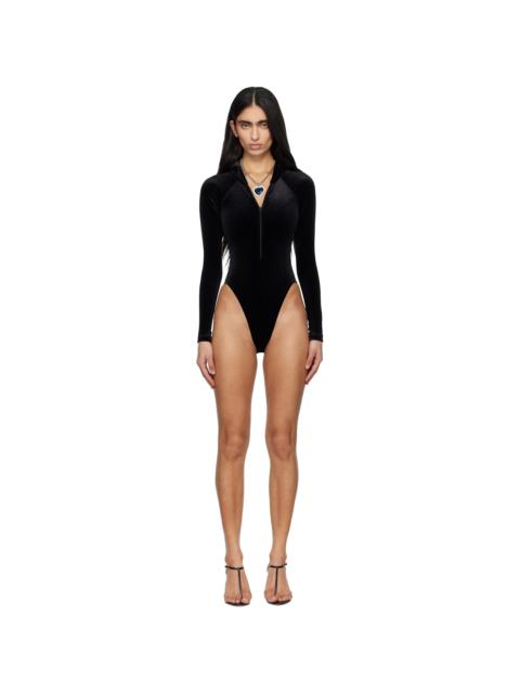 VETEMENTS Black Velvet Hood Bodysuit