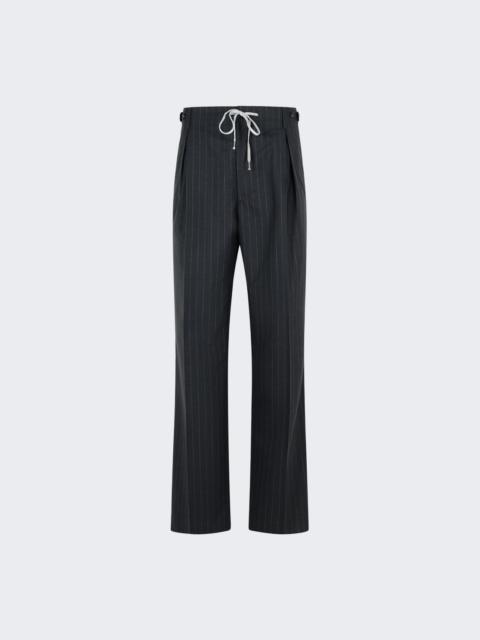 Maison Margiela Pinstripe Drawstring Pants Dark Grey Melange