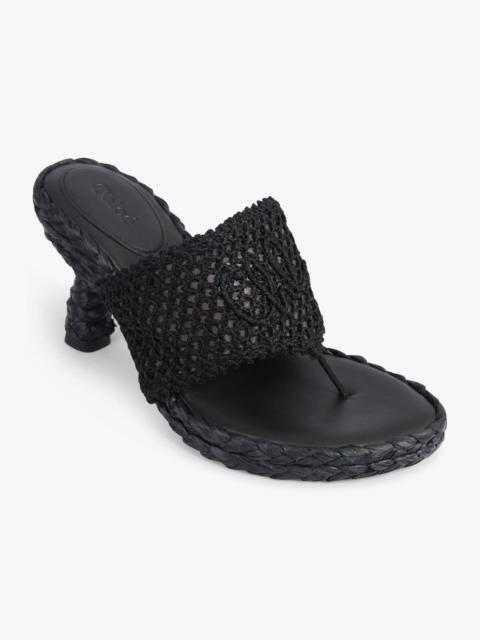 Chloé ISLA THONG 75MM CROCHET SANDAL | BLACK