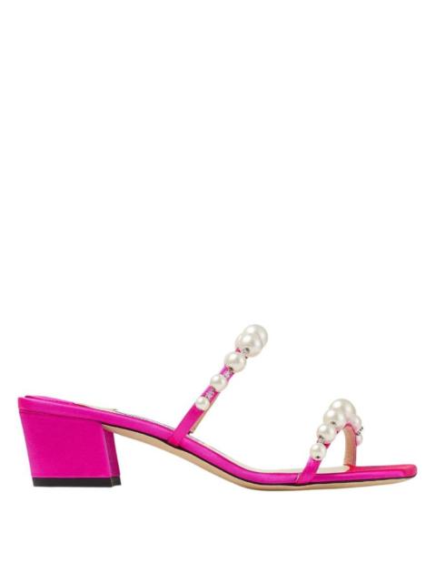 JIMMY CHOO Jimmy Choo Amara 45 Pearl Embellished Satin Mules