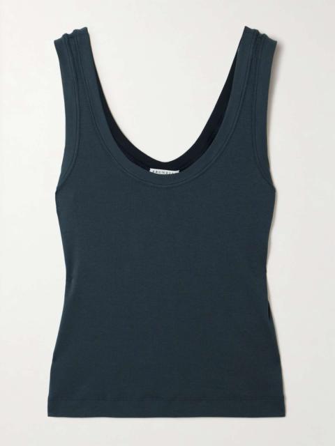 Ribbed cotton-blend jersey tank Navy