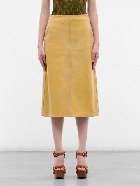 Diesel L-Erina Yellow Sheepskin Midi Skirt