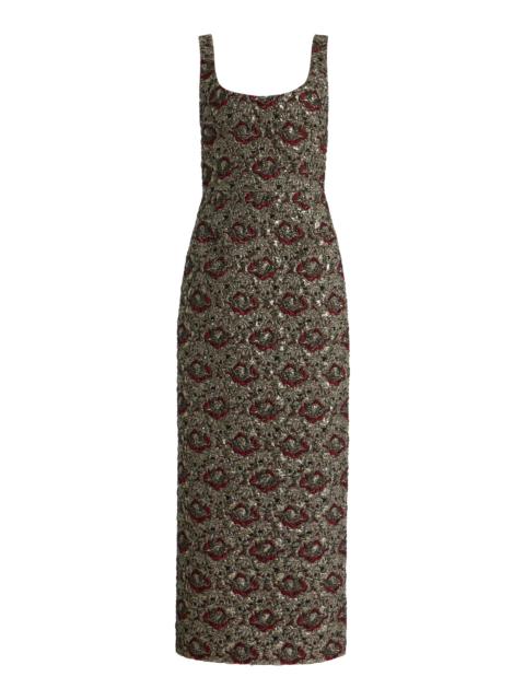 SIMKHAI Ravenna Metallic Jacquard Midi Dress multi