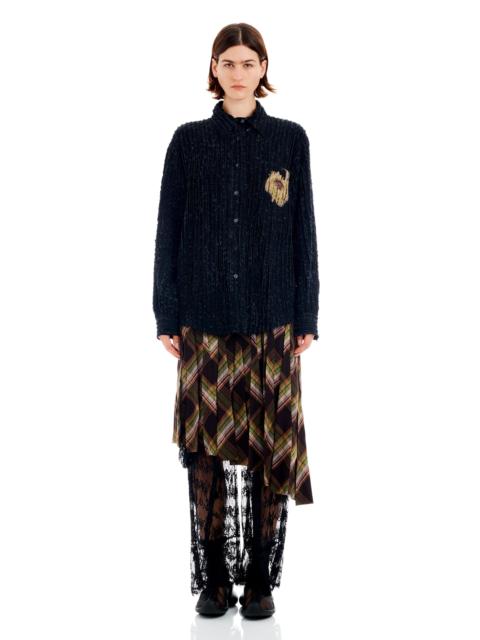 Collina Strada BLACK FLOWER DRIP CONVENTION BUTTON UP