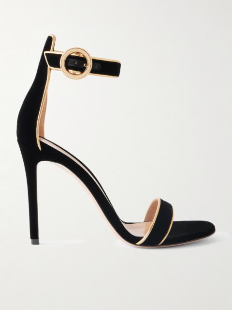 Gianvito Rossi Portofino 105 Metallic Leather-trimmed Velvet Sandals