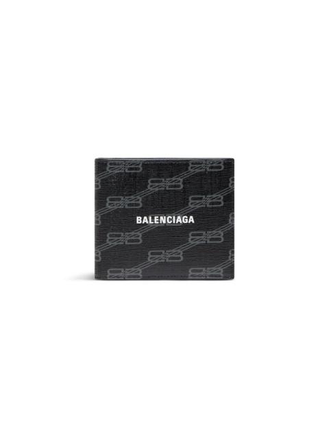 BALENCIAGA signature square folded wallet bb monogram coated canvas