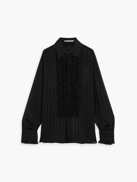 Stella McCartney Striped ruffled silk-blend crepe de chine shirt