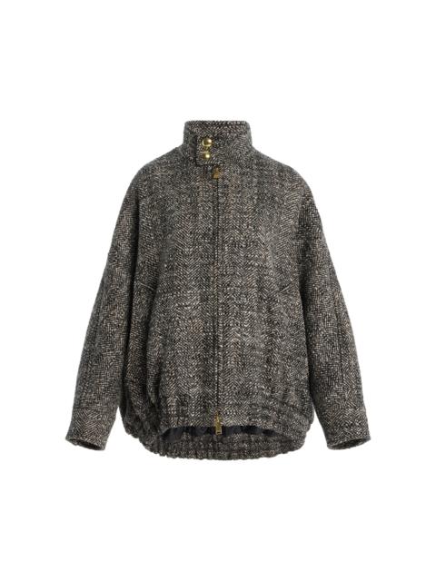 DARKPARK Lee Herringbone Wool Bomber Jacket black/white