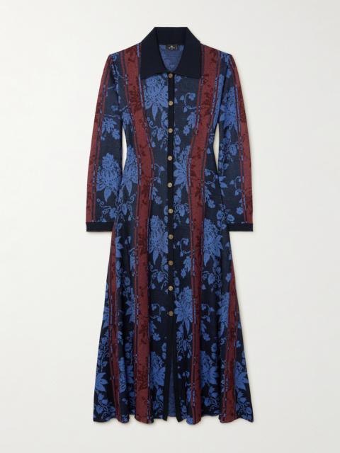 Etro Floral Jacquard-knit Midi Shirt Dress