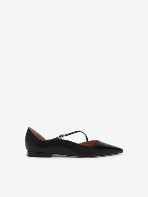 MALONE SOULIERS Bettina Black Leather Flat Pumps