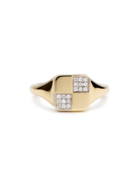 Yvonne Léon Yvonne Leon Baby Chevaliere Damier 9kt Gold Pink Ring