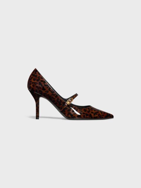 CELINE CELINE JUDY STRAPPY PUMP IN PRINTED LEOPARD PATENT CALFSKIN
