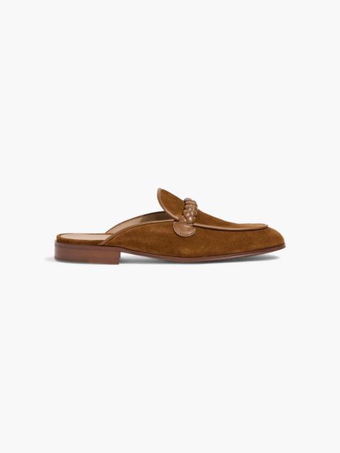 Gianvito Rossi Belem leather-trimmed suede slippers