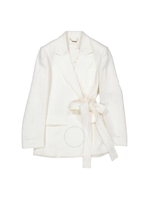 Chloe Ladies Iconic Milk Tie-Closure Tailored Linen Jacket