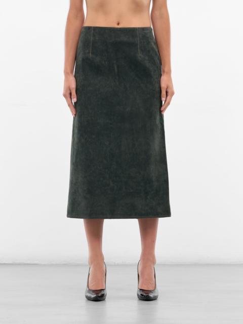ALEKSANDRE AKHALKATSISHVILI Dark Green Vegan Leather Skirt