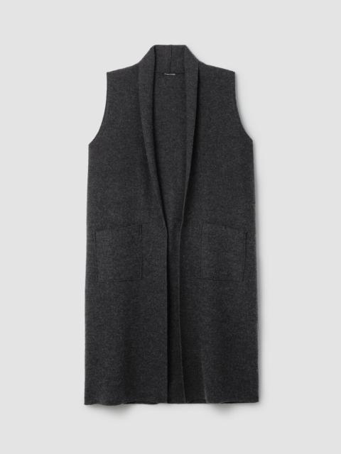 EILEEN FISHER Lightweight Boiled Wool Shawl Collar Vest in Regenerative Wool