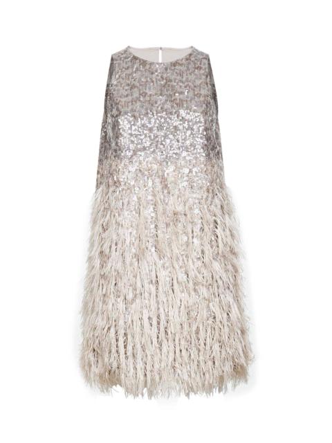 Brunello Cucinelli Brunello Cucinelli Women Grey Fil Coupé Dazzling Dégradé Minidress