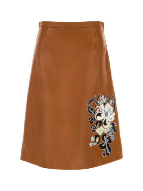 Marni Marni Women Caramel Leather Skirt